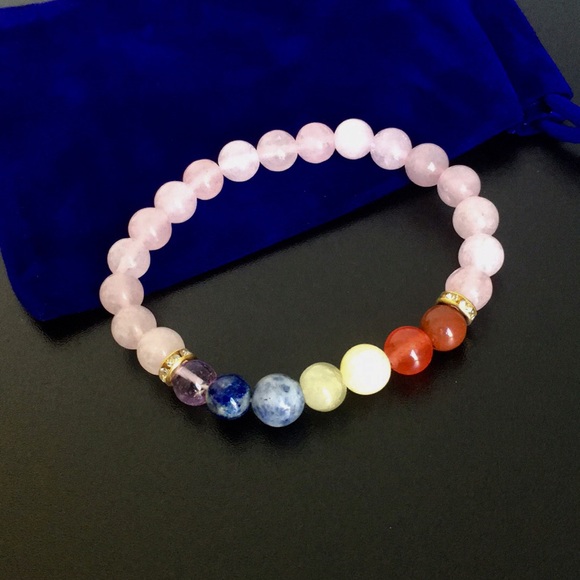 None Jewelry - Chakra Rose Quartz Bracelet